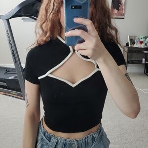 Black oriental style crop top Small from Shein